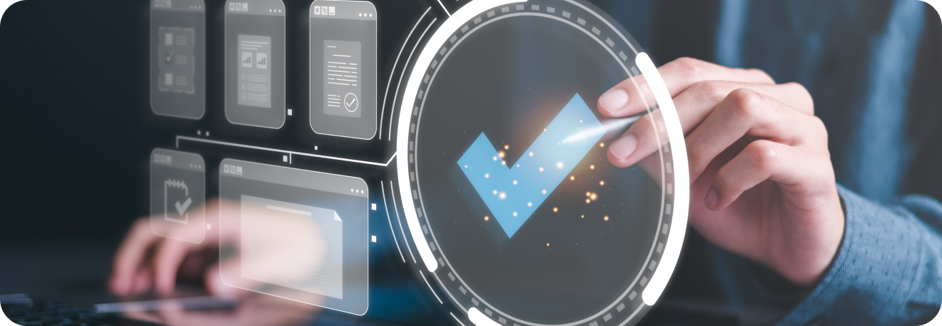 Professional reviewing digital authentication dashboard